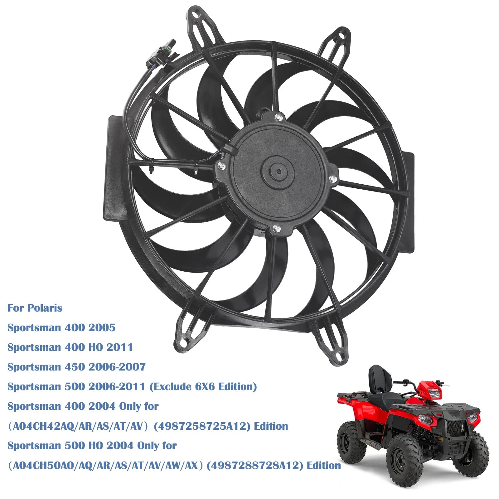 Radiator Cooling Fan Motor for Polaris Sportsman 400 450 500 4x4 (2000–2014) 2410383