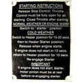 Starting Instruction Plate for Massey Ferguson 135 (1964–)