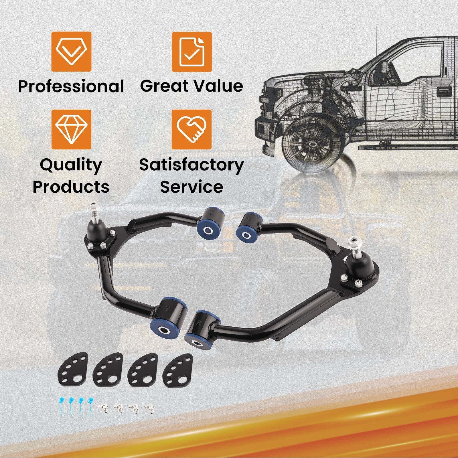 Suspension Upper Alignment Control Arms Drop Kit for Silverado Sierra 1500 (2007–2015)