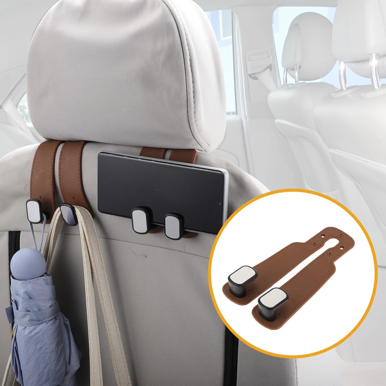 2pcs Universal Car Seat Headrest Hook for Hanging Purses (6.30"x3.15")
