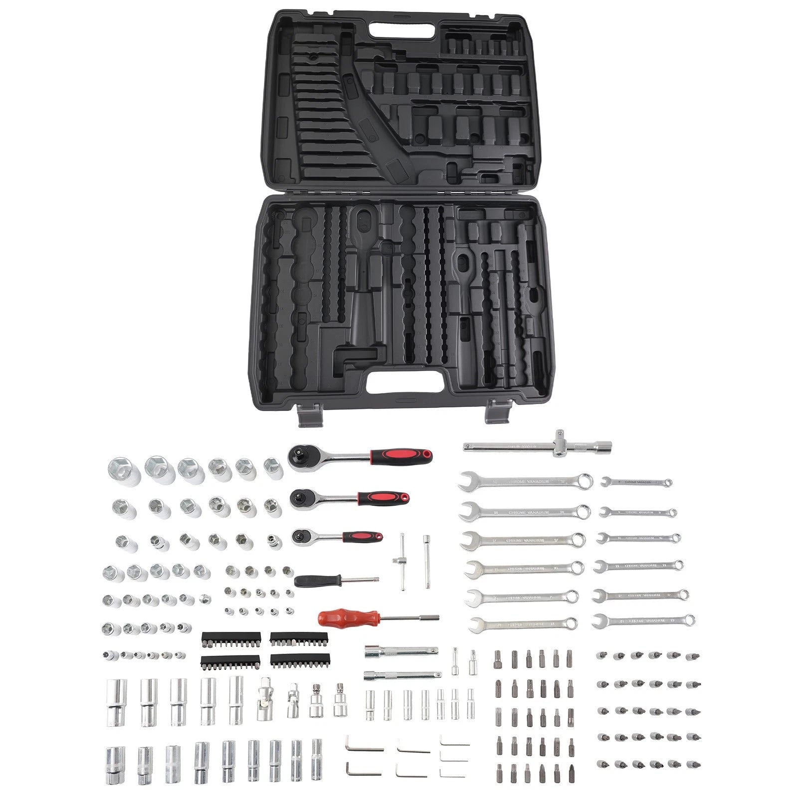 216PCS Ratchet Socket Set 1/4 3/8 1/2 Drive Wrench Tools Kit w/Case