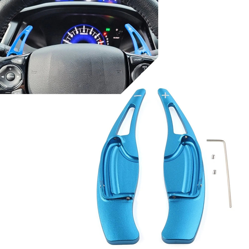 Set of 2 Blue Steering Wheel Shift Paddle Shifter Extensions for Honda Civic (2012–2015)