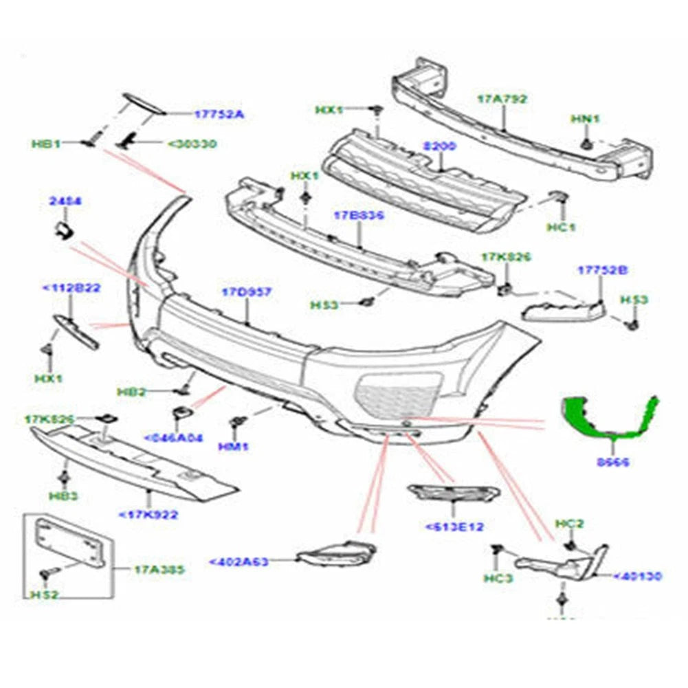 Left Front Bumper Fog Light Trim for Land Rover Range Rover Evoque (2016–2019)