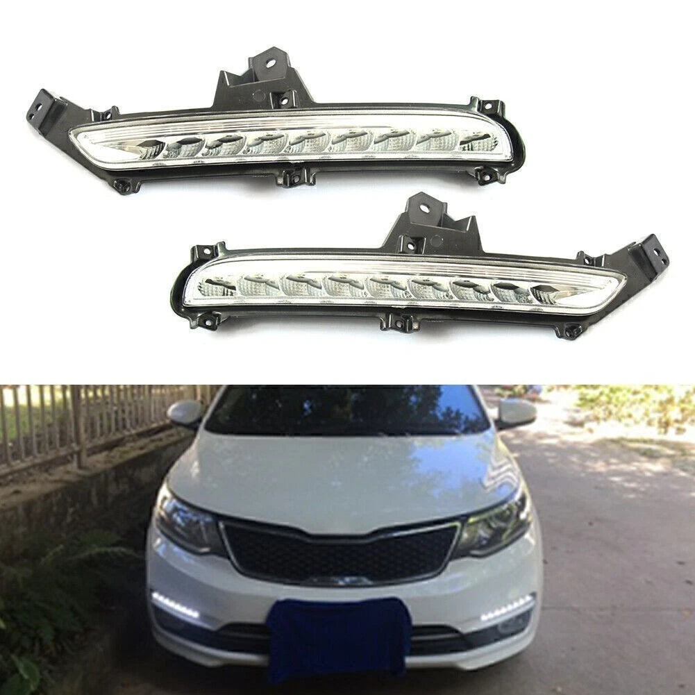 2X LED Daytime Running Lights for KIA K2 (2015–2016) DRL Pure White