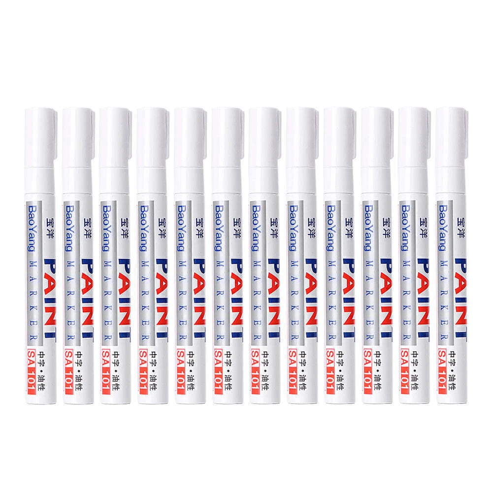 12x White Tire Pen for Tyre Tread Paint Marker Waterproof