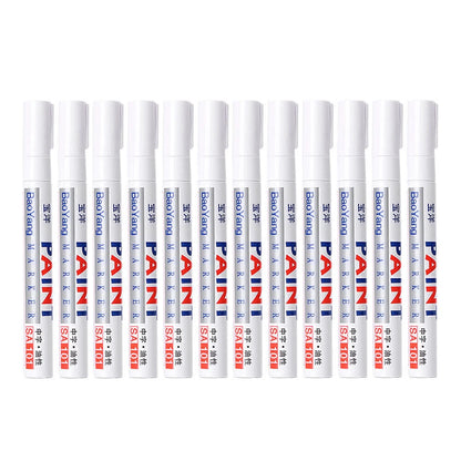 12x White Tire Pen for Tyre Tread Paint Marker Waterproof