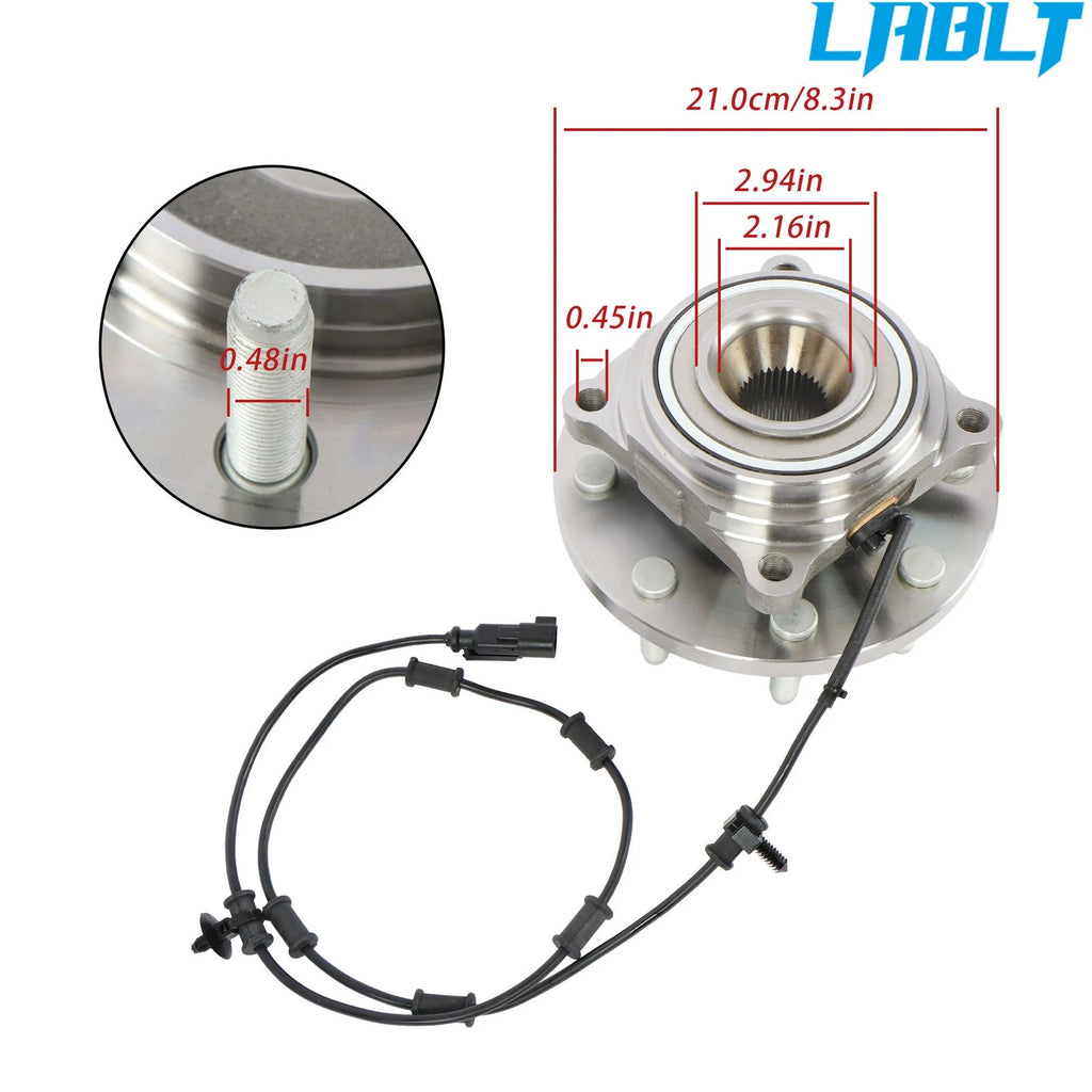2X Front Wheel Bearing Hub Assembly w/ ABS for Ram 2500 3500 (2012–2013)