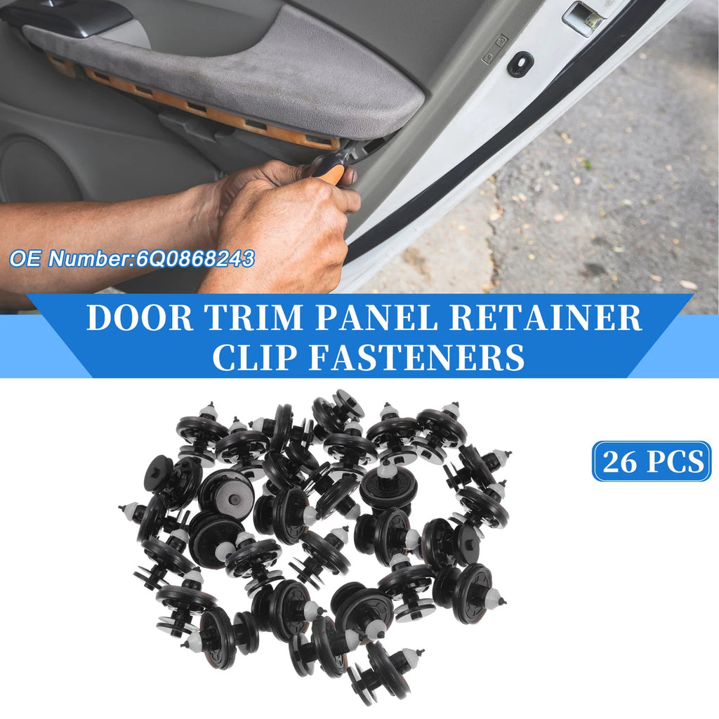 Door Panel Trim Retainer Clips Kit for Audi TT Quattro (2008–2015) Nylon Black