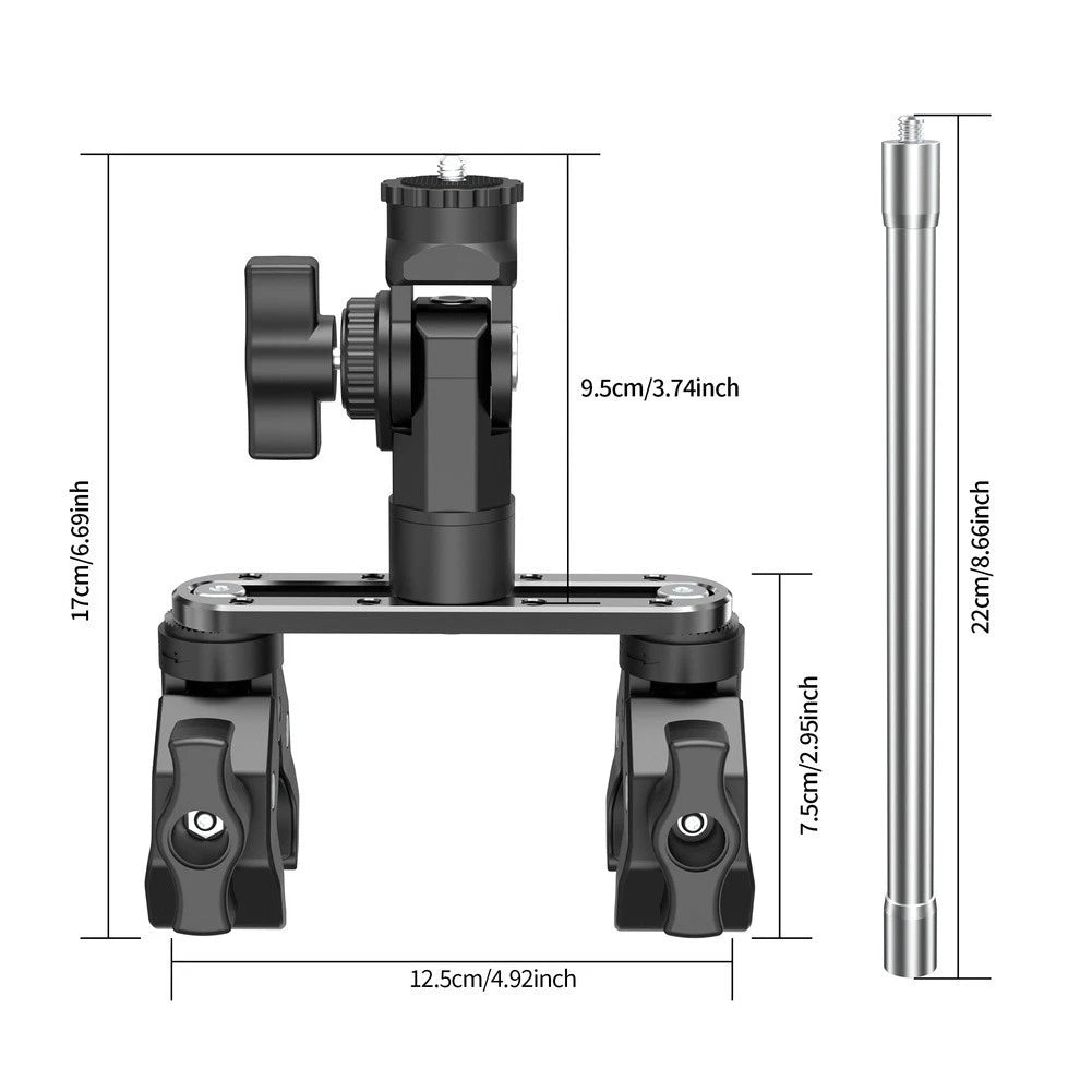Lightweight Adjustable Crab Clamp for DJI Action 6 & Insta360 X5