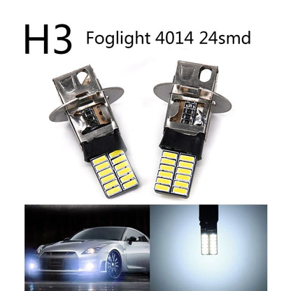 2Pc H3 6500K White 24SMD LED Bulb for Fog Light Driving Lamp