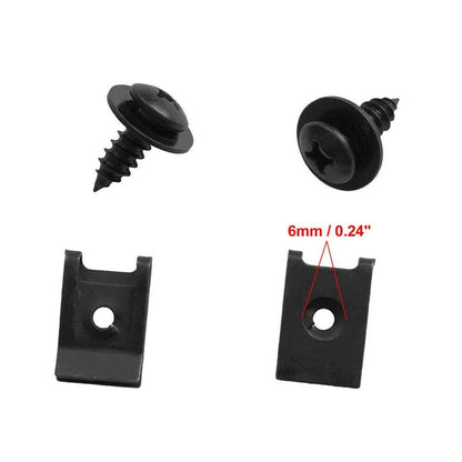 Set of 10 Spring Metal U-Type Clips with Screws for Car Bumper Trim Panel