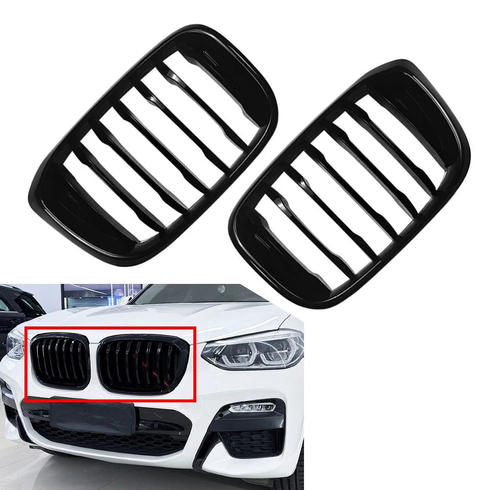 Glossy Black Front Kidney Grille for BMW X3 G01 X4 G02 (2018–2021)