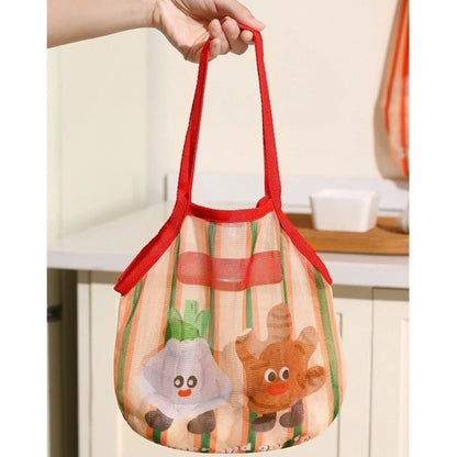 Polyester Mesh Bag for Scallions Garlic Fruits Seasonings Storage