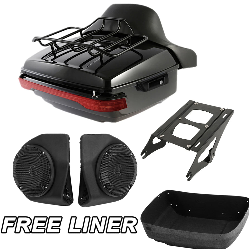 Trunk Pad Mount Rack Light Speakers for Harley Touring (2014–2023)