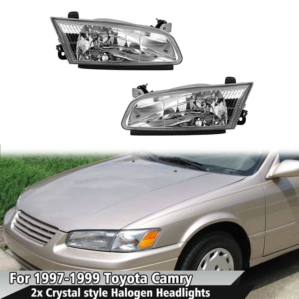2X Crystal Halogen Headlights for Toyota Camry (1997–1999)