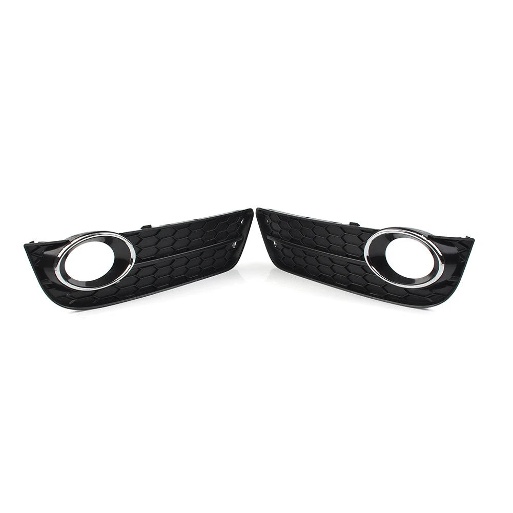 2X Front Bumper Fog Light Grille Cover with Chrome Ring for Audi A5 (2008–2011)