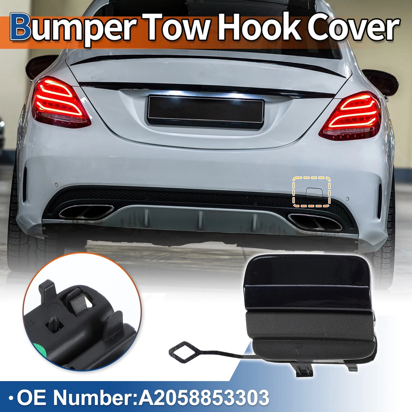 Rear Tow Hook Cover Replacement for Mercedes-Benz A-Class (2019–2024)