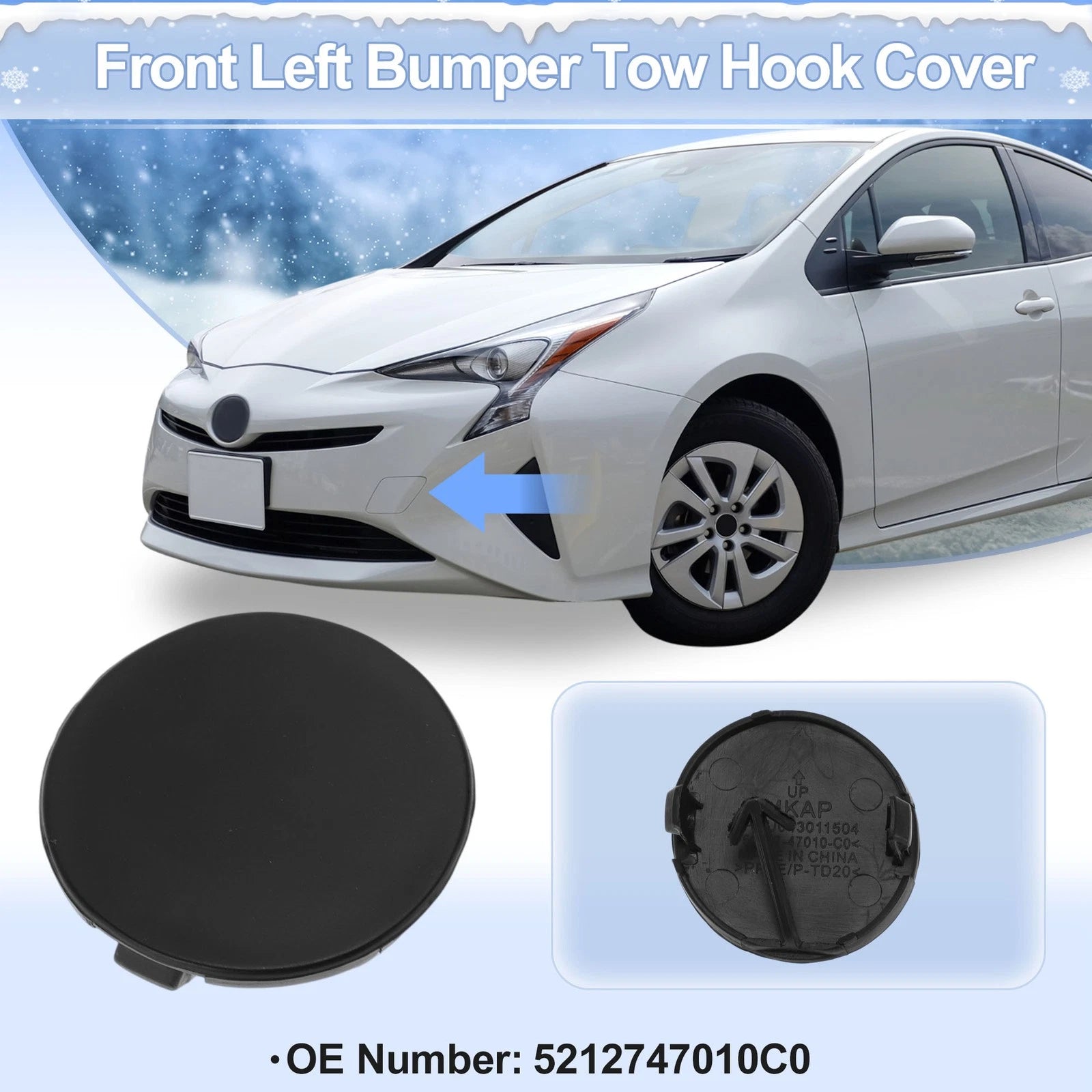 Tow Hook Cover Cap Left Front Replacement for Toyota Auris 2006–2009