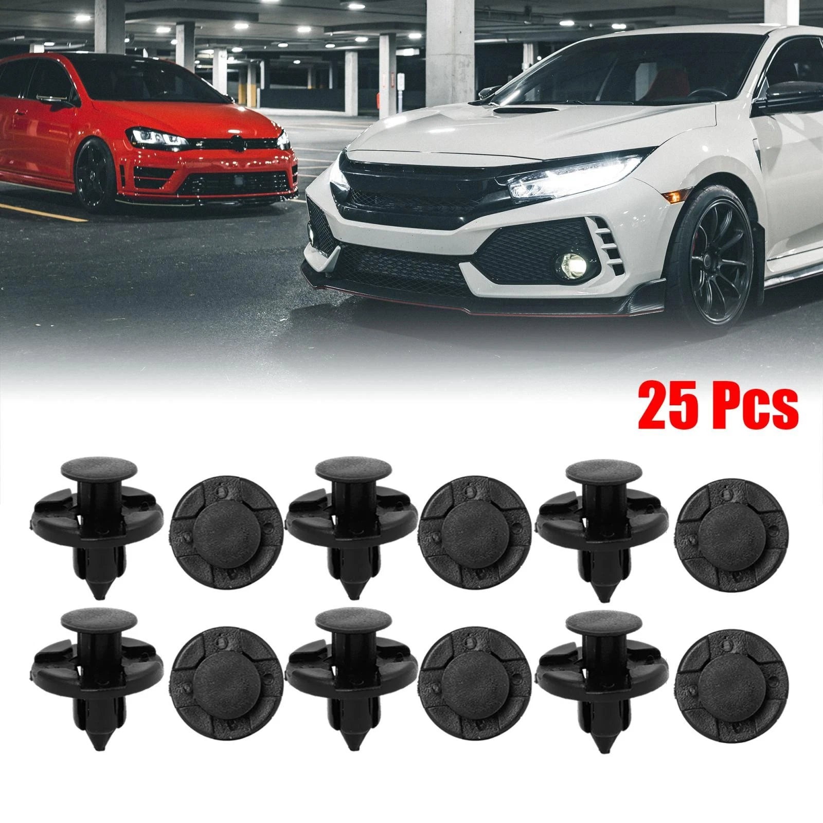 25 Pcs 8mm Hole Dia Plastic Rivet Push Clip for Nissan
