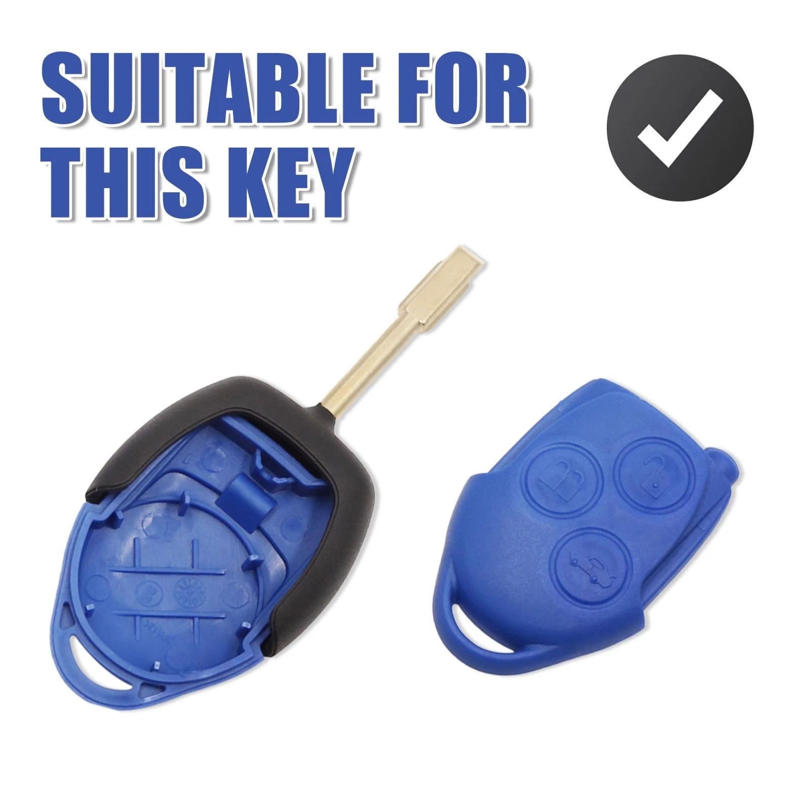 Replacement Key Fob Shell Case for Ford Transit Van 3-Button Blue (2014–2019)