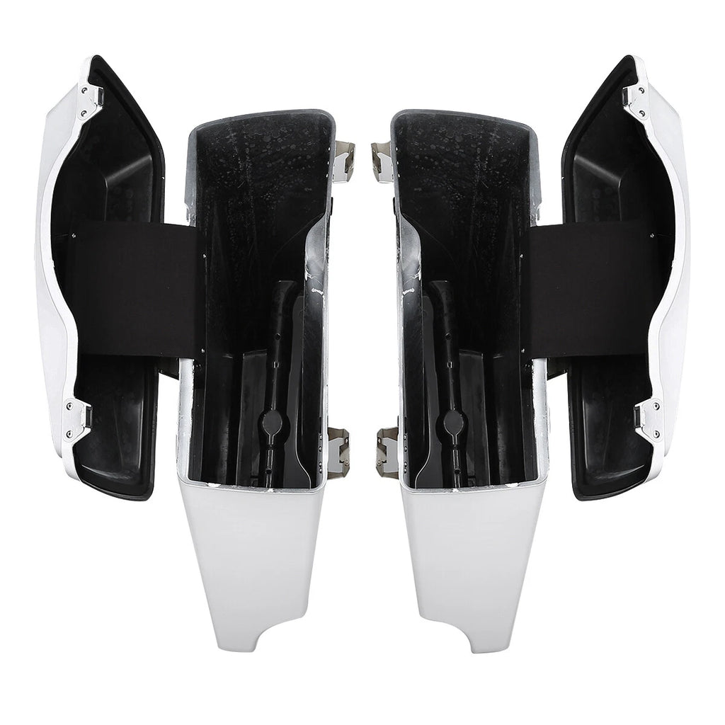 5" White Stretched Extended Hard Saddlebags for Harley Touring (1993–2013)
