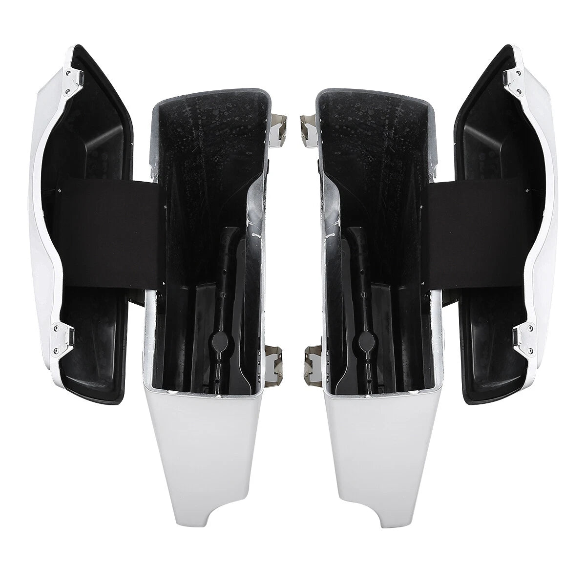 5" White Stretched Extended Hard Saddlebags for Harley Touring (1993–2013)