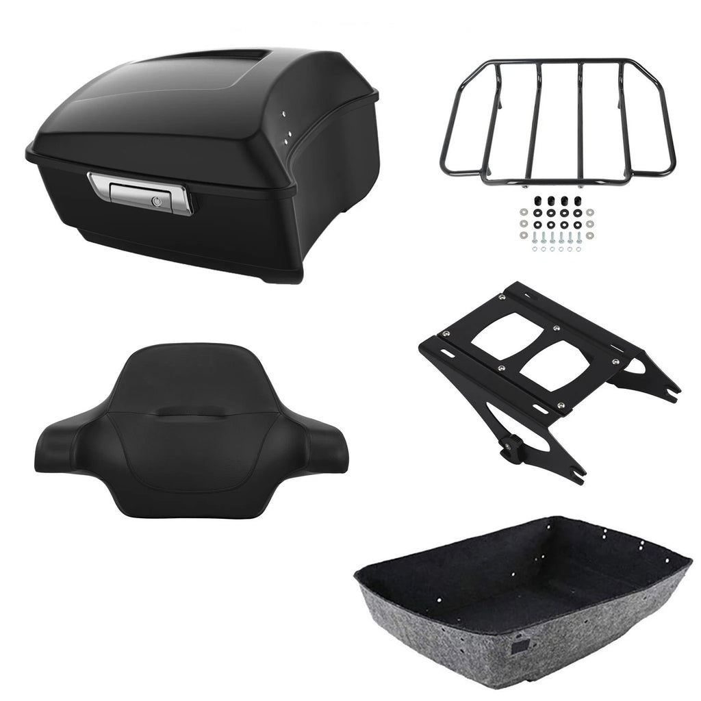 Matte Black Trunk Backrest Pad Rack for Harley Road Glide (2014–2026)