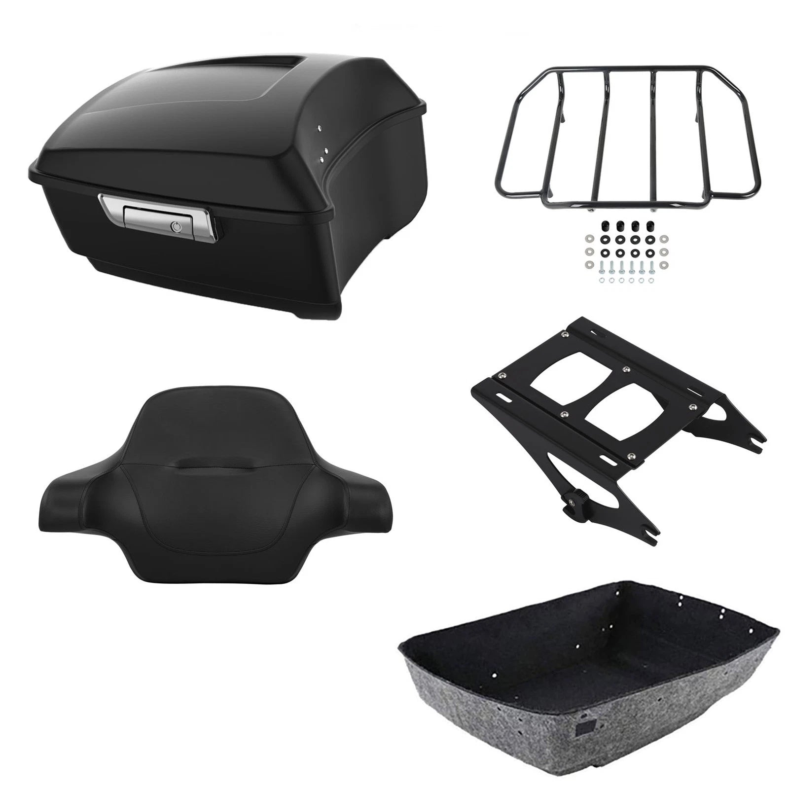 Matte Black Trunk Backrest Pad Rack for Harley Road Glide (2014–2026)