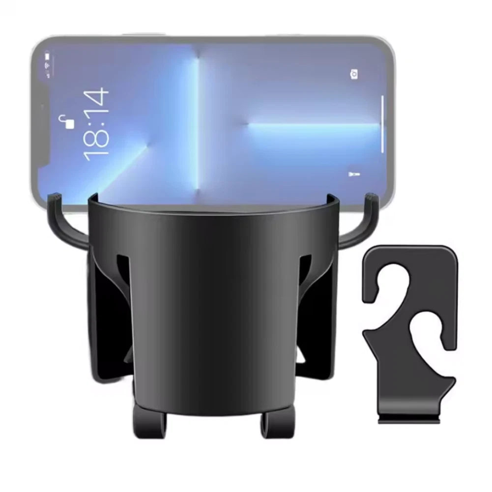 Car Interior Hook Organizer with Cup Holder and Phone Mount for Easy Access