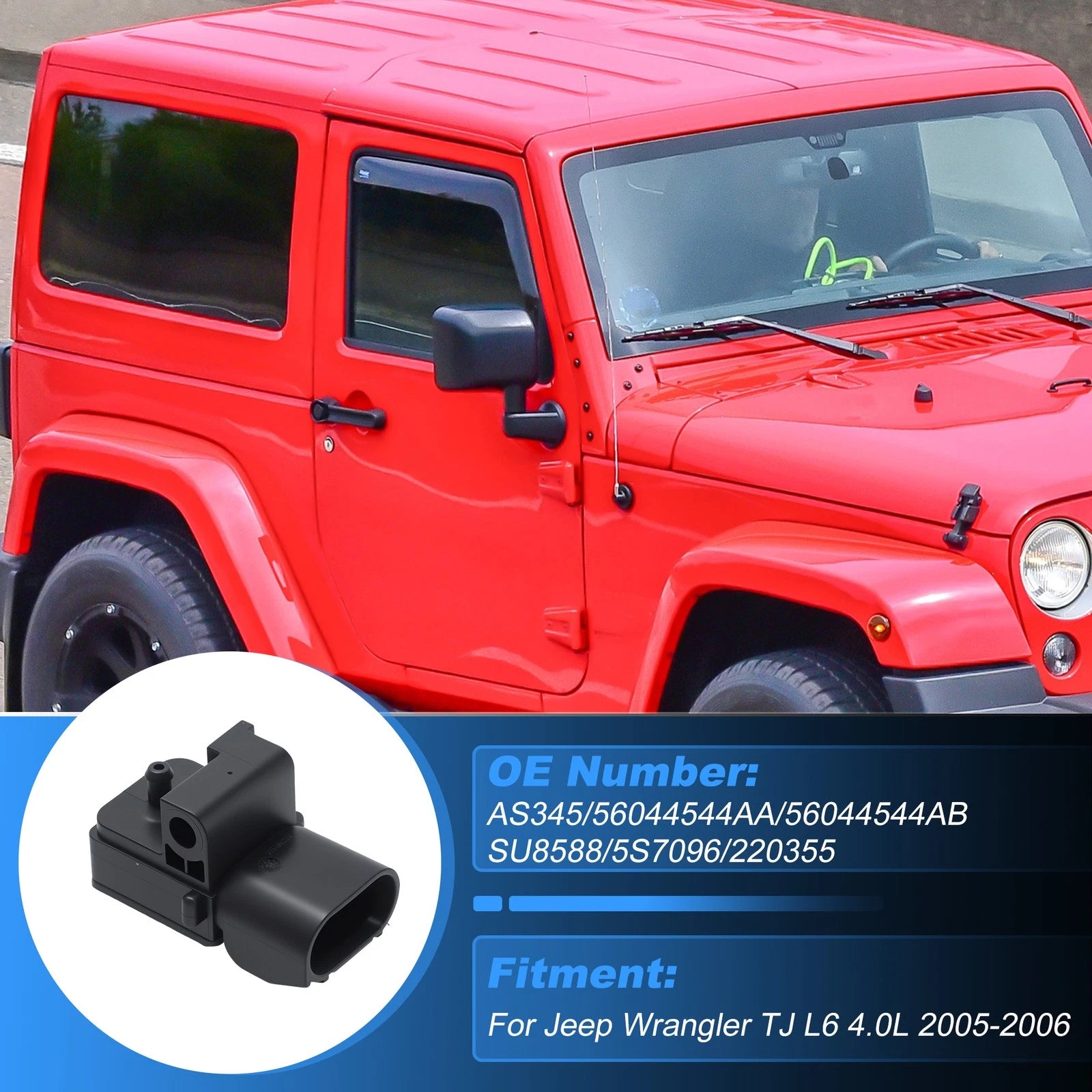 MAP Sensor for Jeep Wrangler TJ L6 4.0L (2005–2006)