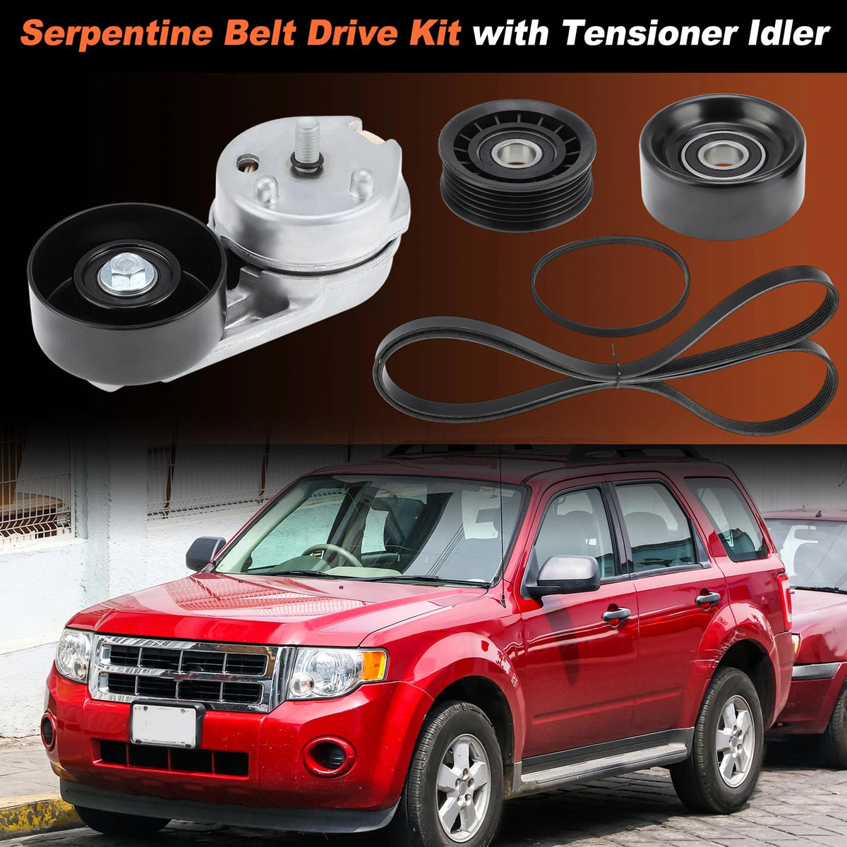 Serpentine Belt Tensioner with Idler Replacement for Ford Fusion (2006–2009)