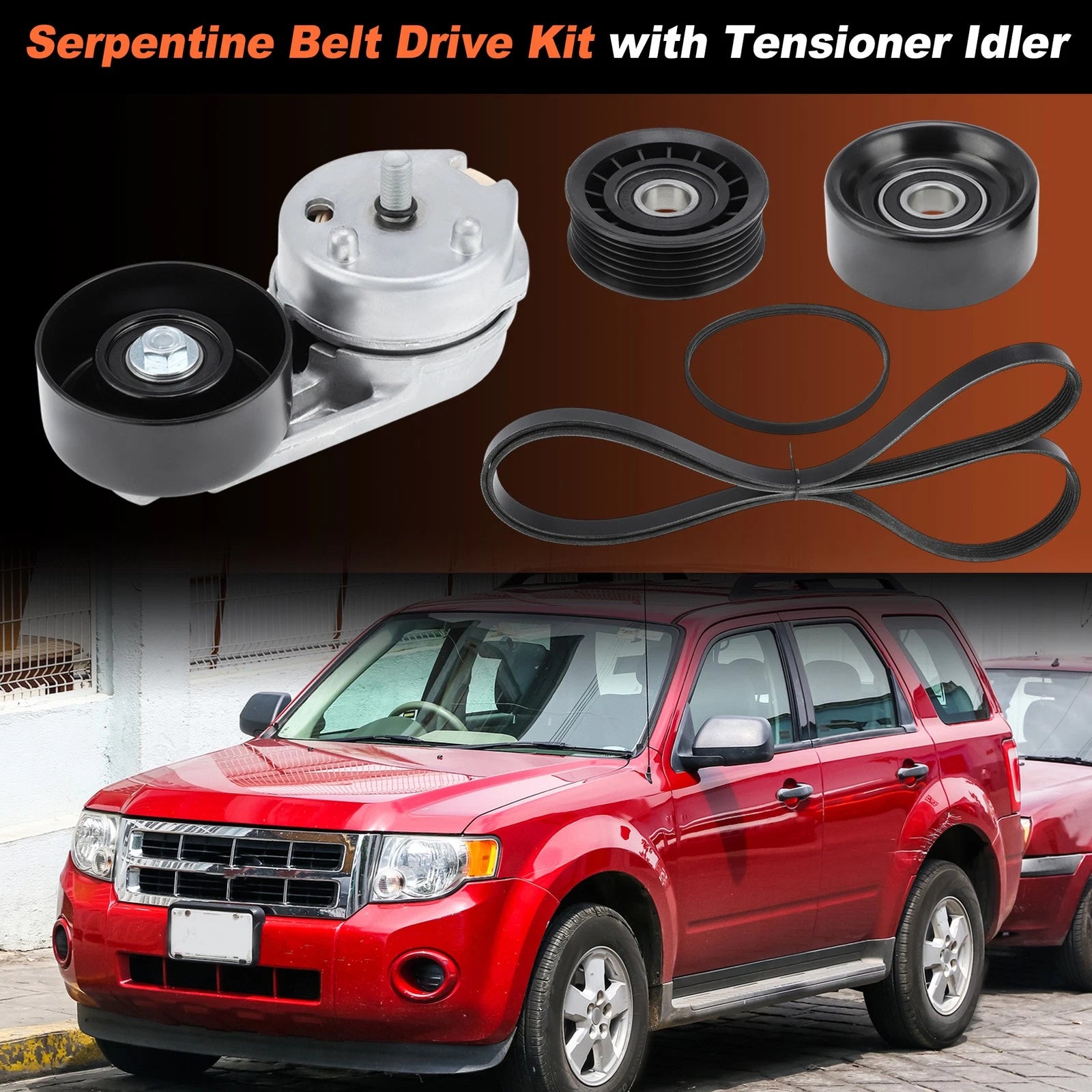 Serpentine Belt Tensioner with Idler Replacement for Ford Fusion (2006–2009)