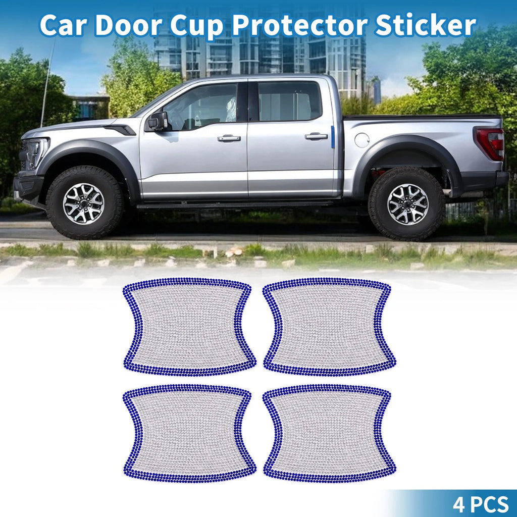 Car Door Handle Protector for Universal Fit (8x10cm) - Anti-scratch, White/Blue