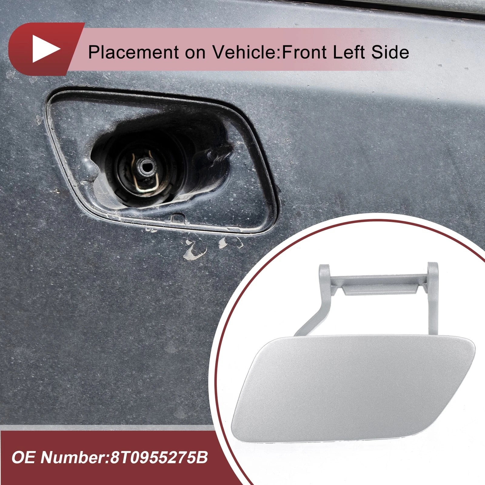 Washer Nozzle Cover Cap Front Left for Audi A5 (2012–2017) Silver Tone