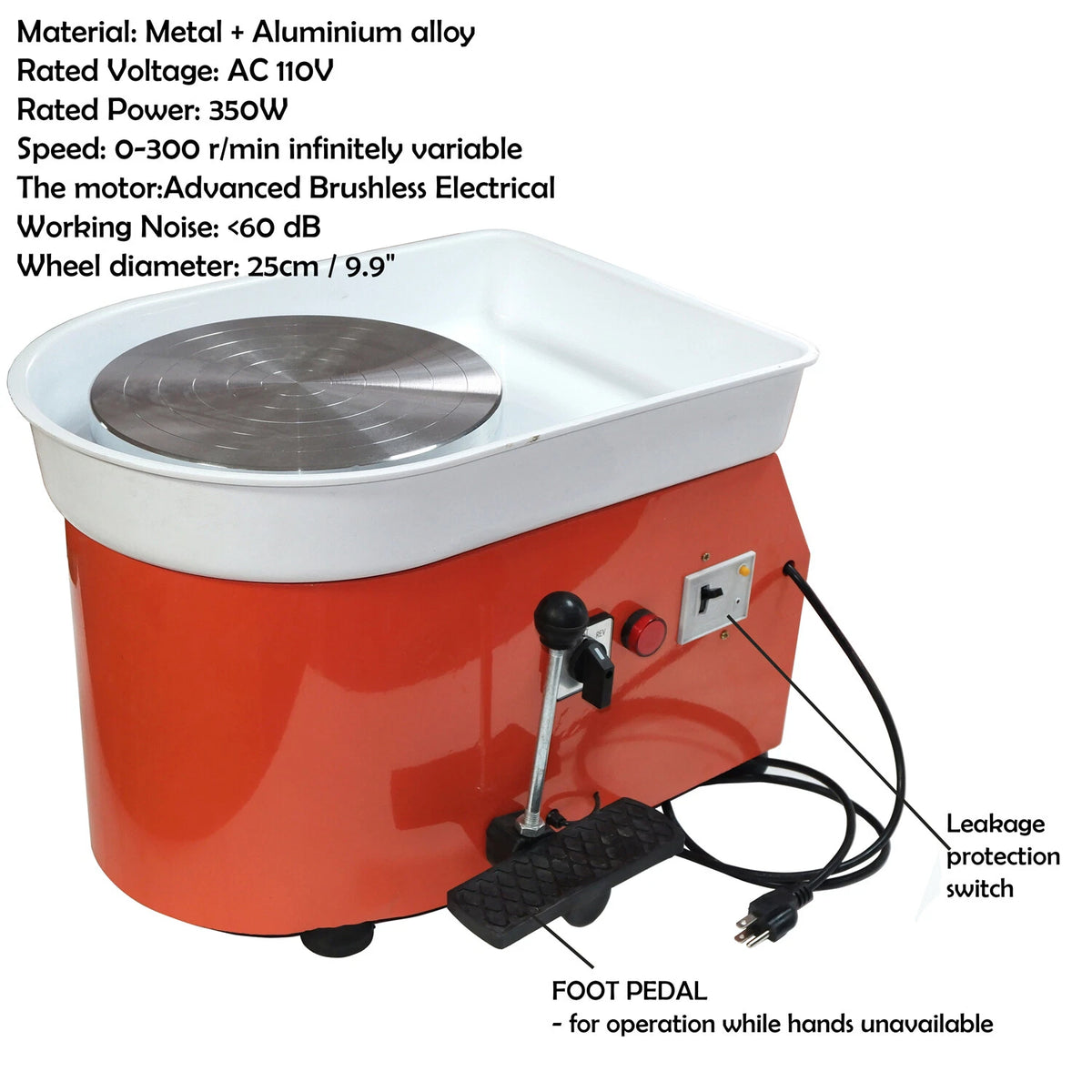 Electric Pottery Wheel for Ceramic Art Craft DIY (110V, 350W)
