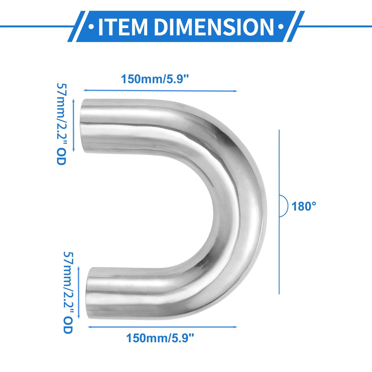 57mm 180 Degree U Bend Aluminum Tube Pipe for Custom Applications (6061)