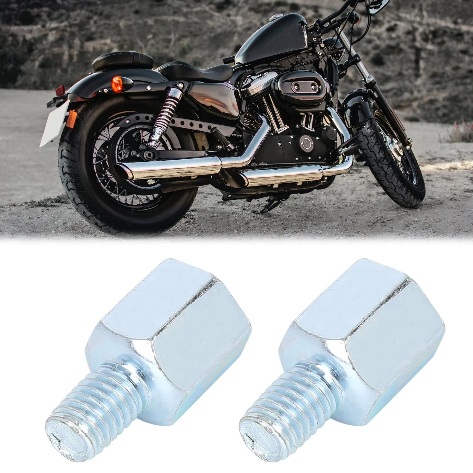 2Pcs 8mm RH Rearview Mirror Adapter for Motorcycle Bike (Silver Tone)