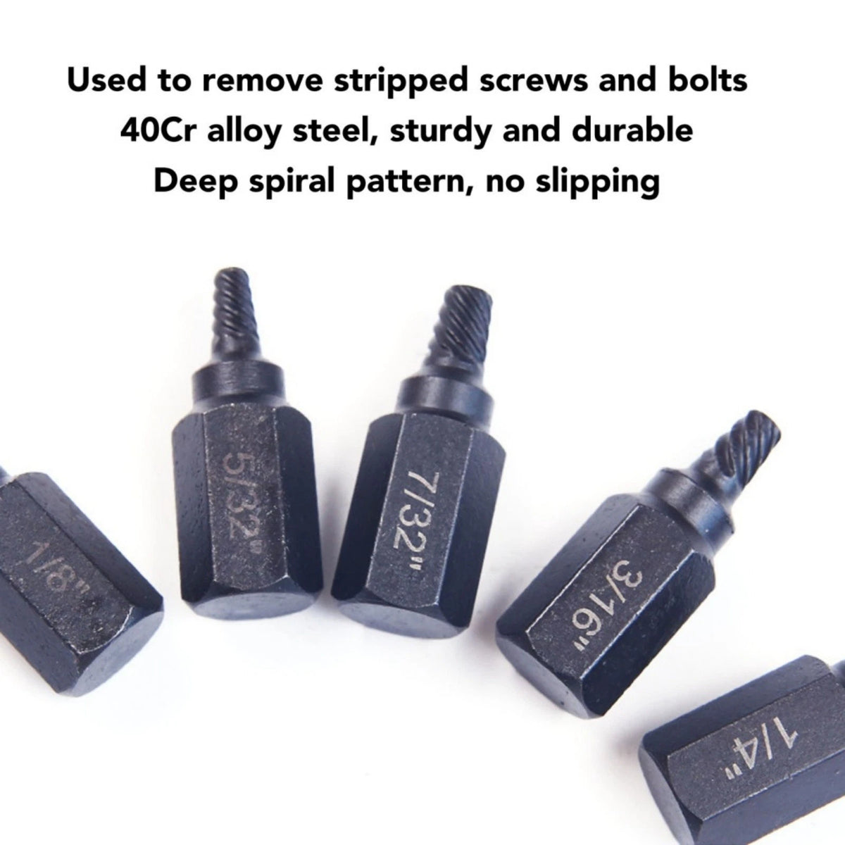 Multi Size Hex Head Screw Extractor Set for Bolts and Studs Removal