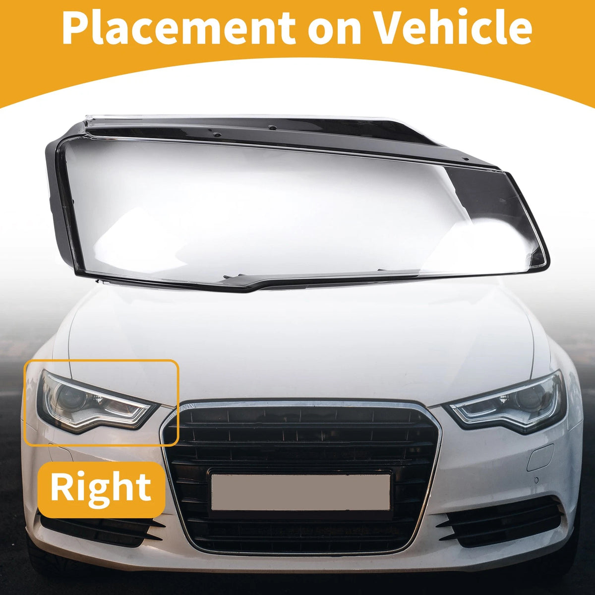 Headlight Lens Cover Front Right Replacement for Audi A8 (2014–2017)