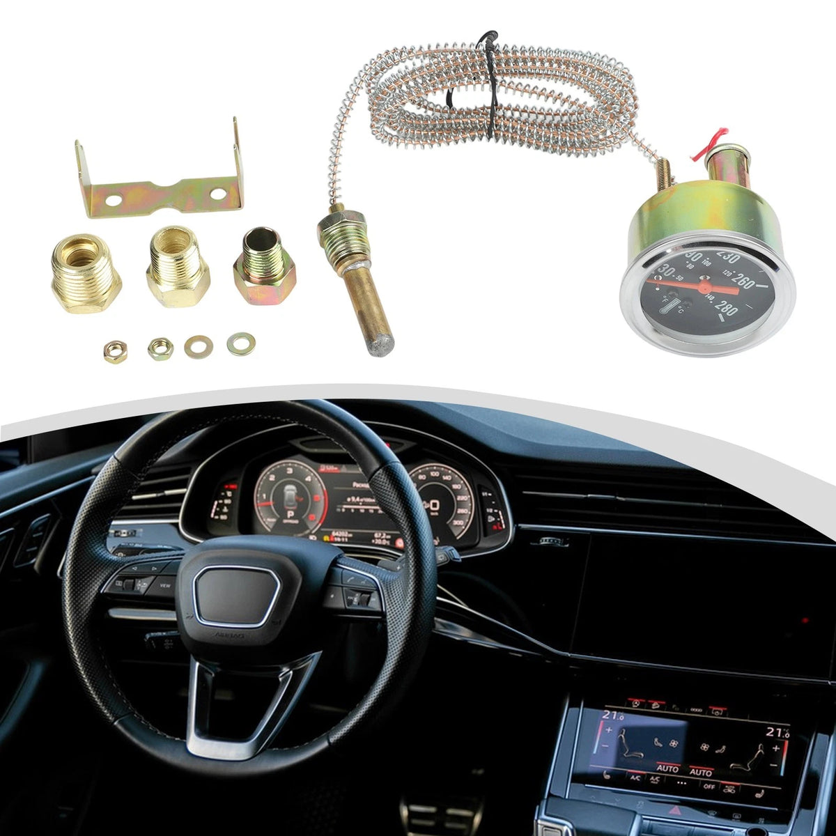 Water Thermometer 52mm for Cars and Ships (130-280°F)