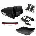 Matte Chopped Trunk Backrest Mount Rack LED Light for Harley Touring (2014–2026)