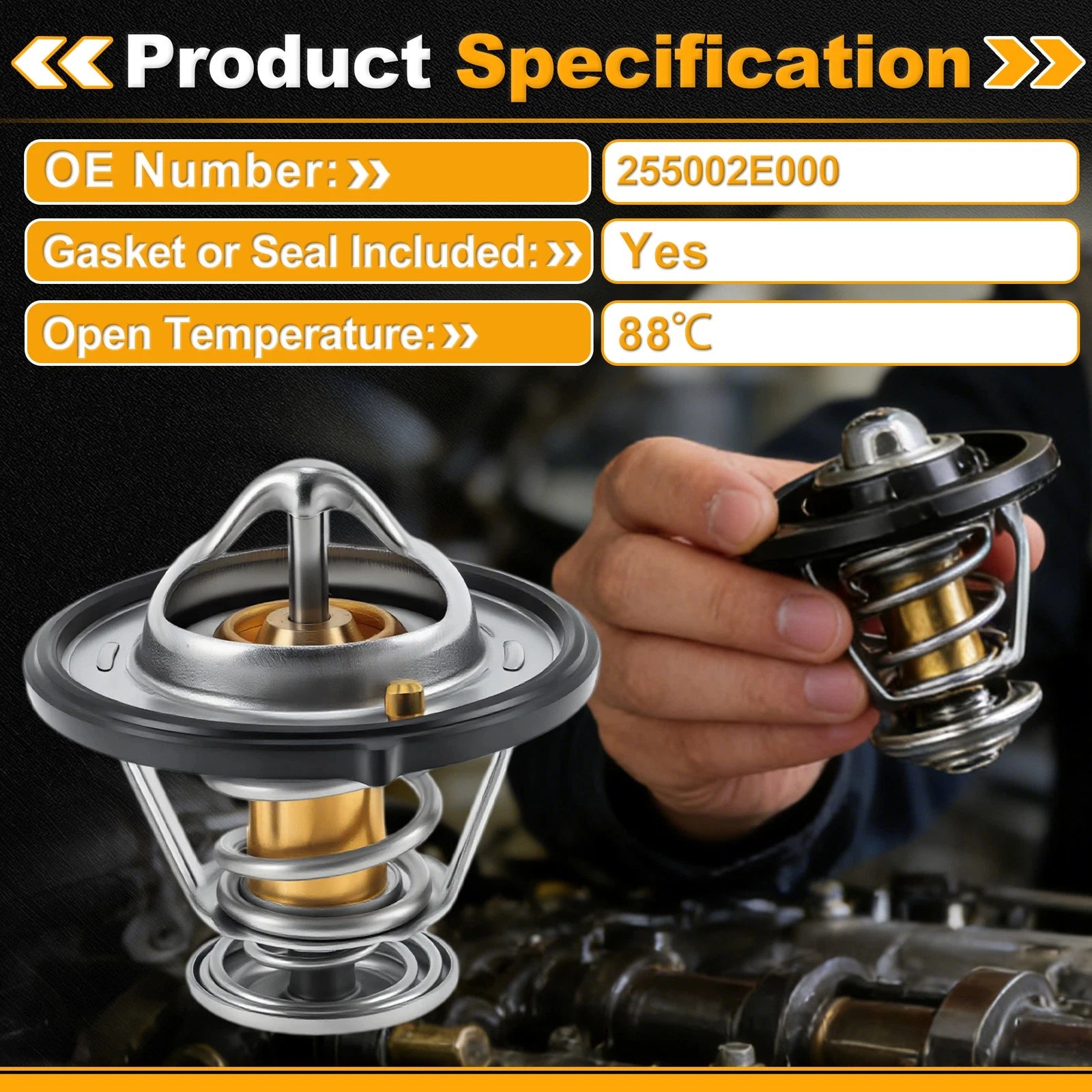 Engine Coolant Thermostat Replacement with Seal for Hyundai Elantra (2011–2022)
