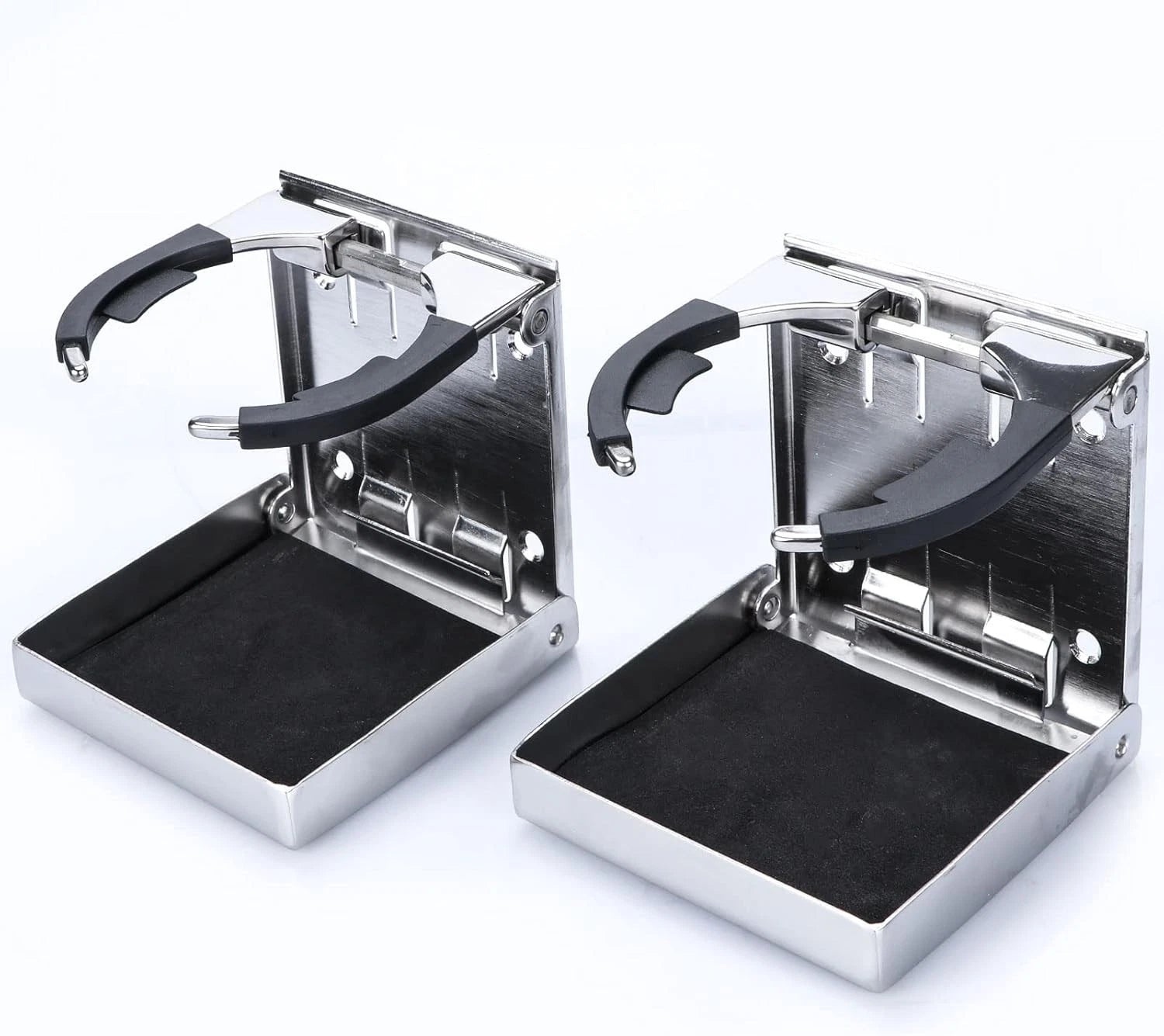 2Pcs Stainless Steel Adjustable Folding Cup Holders for Marine/Boat/RV