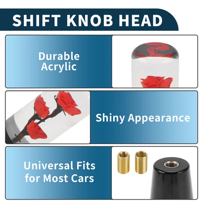 Set of 1 Gear Shift Knob with 2 Adapters for Universal Fit (15cm, Red)