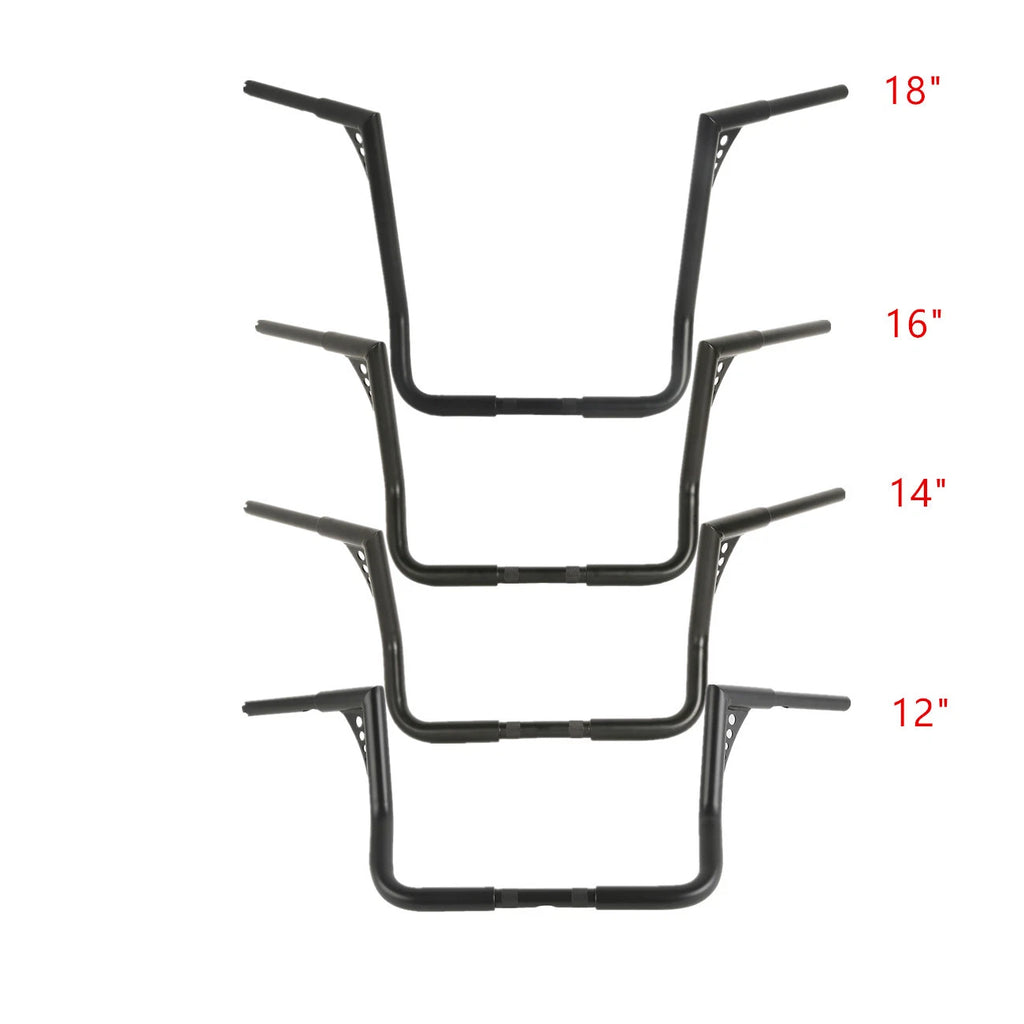 12/14/16/18" Rise Handlebar for Harley Touring Bagger (1982–2024) Black/Chrome