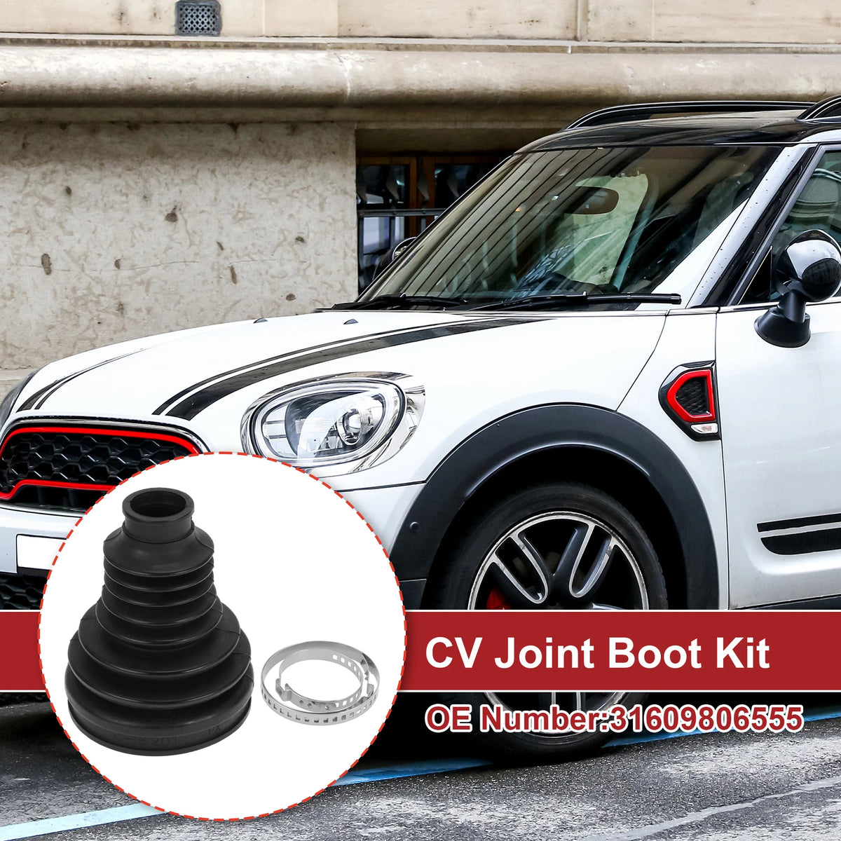 Inner CV Joint Boot Kit w/ Clamp for Mini Cooper Countryman (2011–2016)