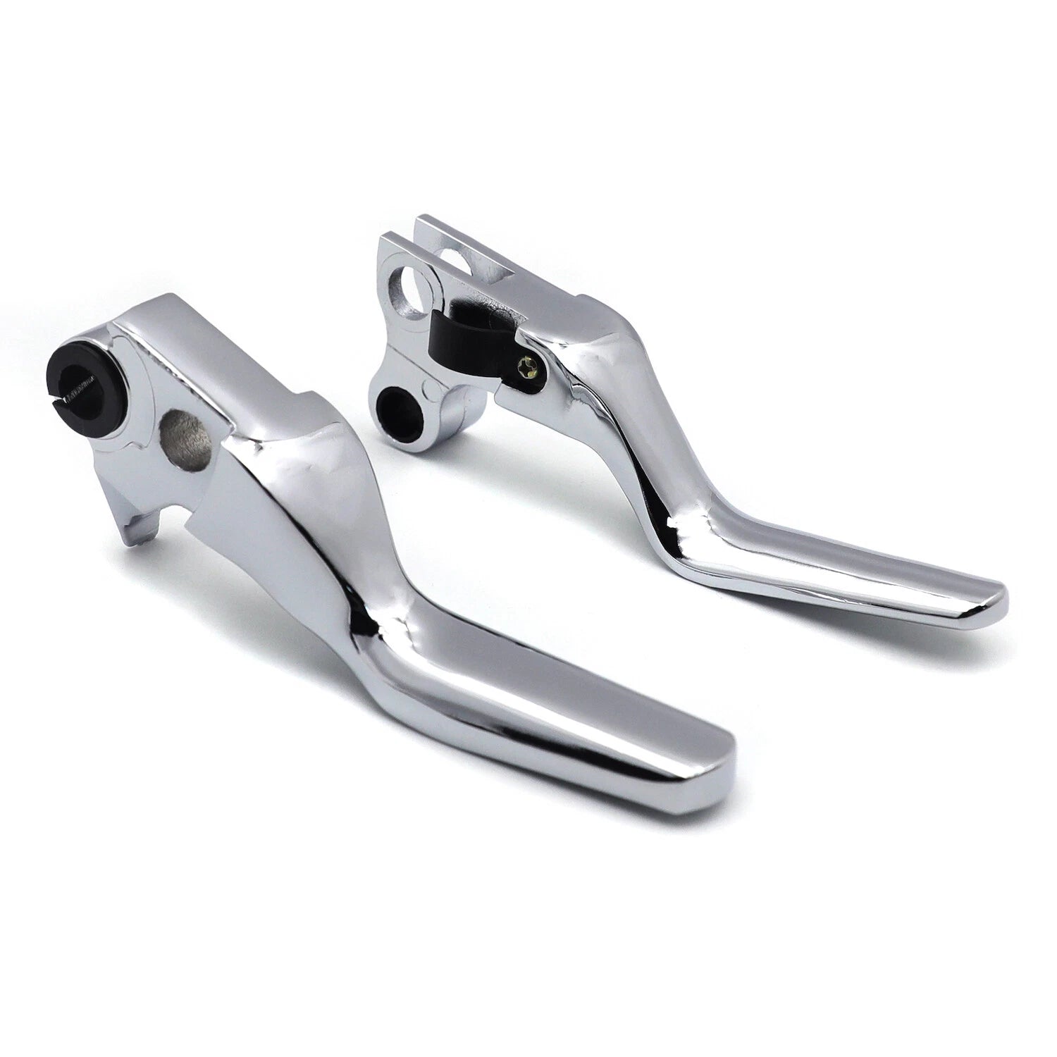 Chrome Smooth Shorty Wide Brake Levers for Harley XL/Dyna/Softail (1996–2014)