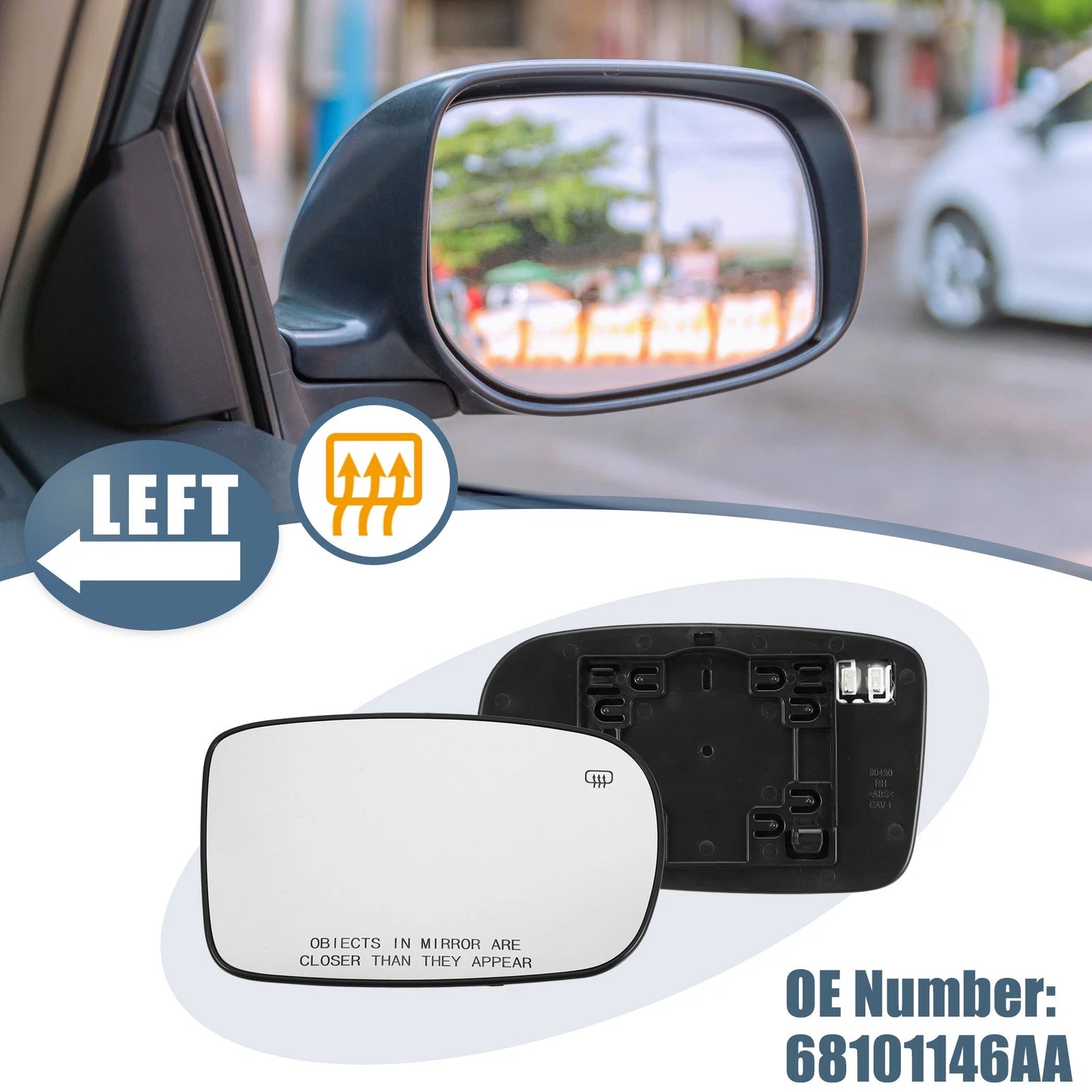 Heated Mirror Glass Replacement Right for Chrysler 200 Dodge Charger (2011–2021)