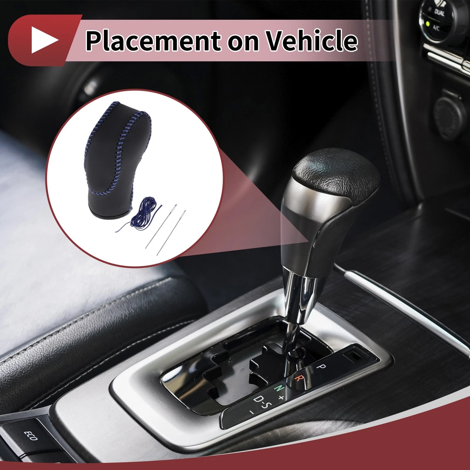 Gear Shift Knob Cover Replacement for Ford Fusion (2013–2016) Black Blue