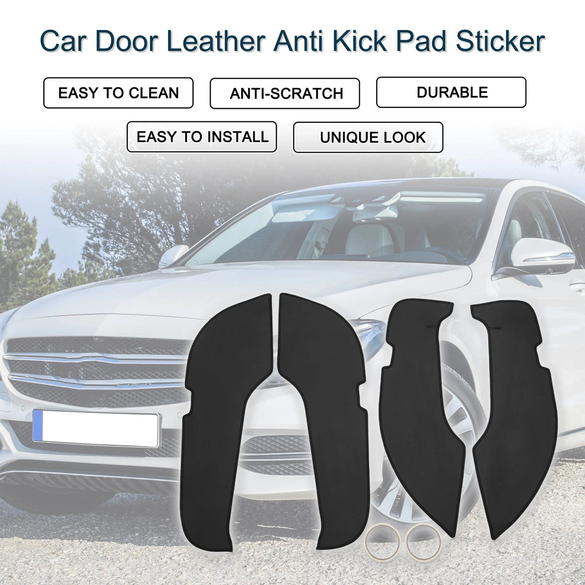 Door Anti Kick Pad Leather Sticker Set for Mercedes-Benz C Class 2022–2024